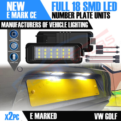 2x 18 SMD WHITE LED Number Plate Light Units VW GOLF MK7