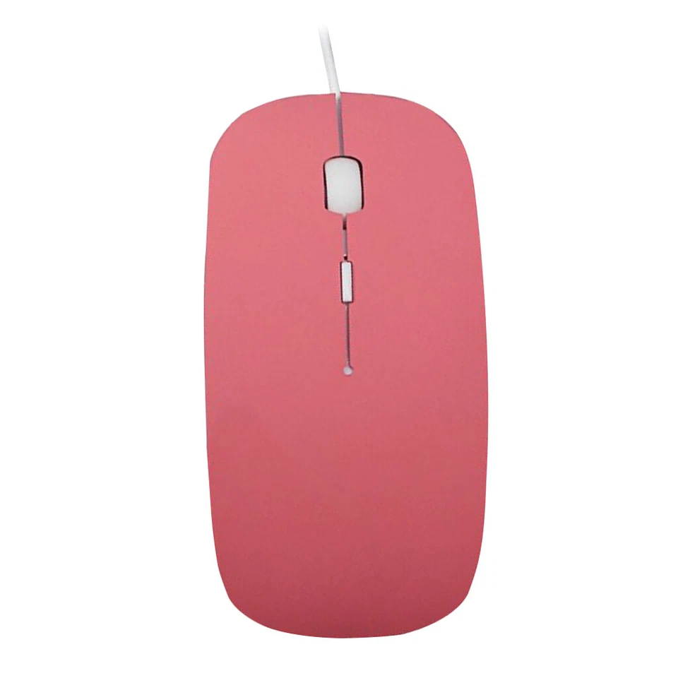   Thin Slim USB Optical Wired Mouse for PC Laptop Windows Apple - Pink - Image 2 of 4