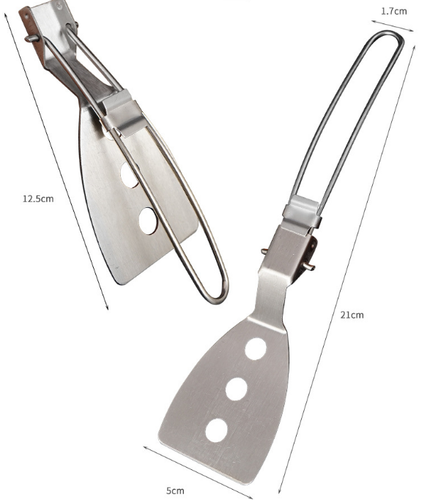 Outdoor Camping Folding Frying Shovel Stainless Steel Kitchen Barbecue Shovel - Picture 3 of 5