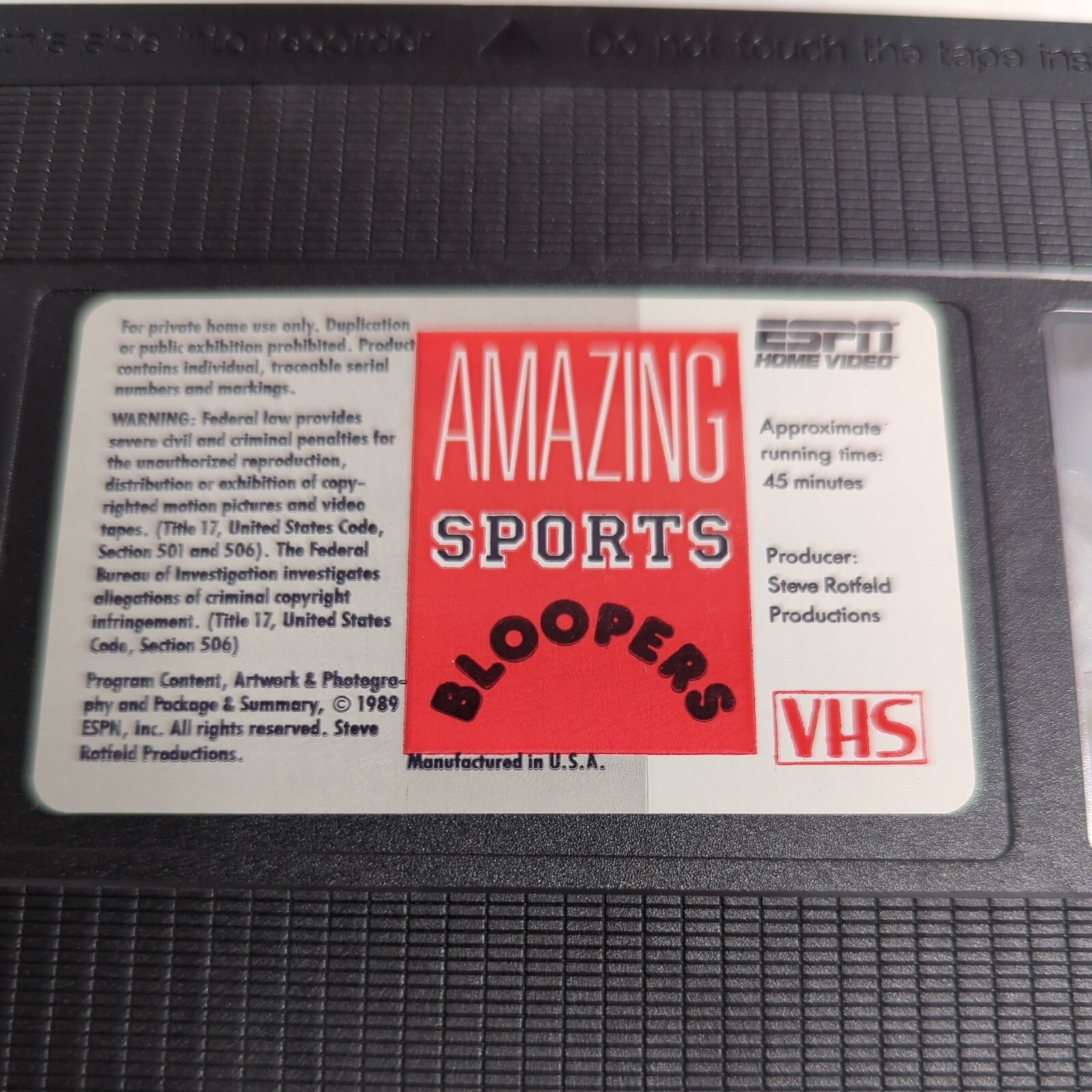 ESPN Amazing Anything Goes Sports Bloopers VHS Cassette Tape Host Roy