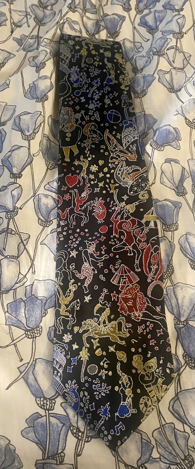 MAGIC CIRCUS PIERO GUIDI 100percent SILK TIE SETA CRAVATTA NECKTIE MADE IN ITALY Rare image 2
