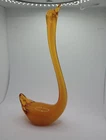 Vintage Italian Murano Style Hand Blown Glass Swan Amber