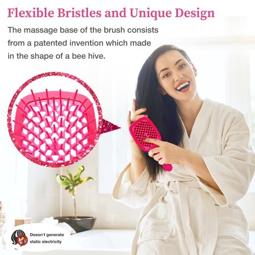Detangling Hair Brush Remove Tangle Detangle Massage Hollow Comb For All Hair AU - Picture 4 of 18