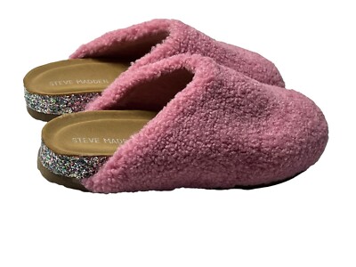 STEVE MADDEN Big Girls JComfi Glitter Slipper Slides-Pink Blush