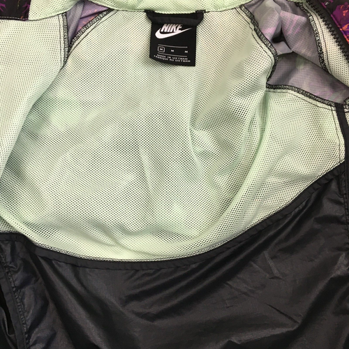 NIKE Black Multi-Color Floral Print Mesh Lightweight Hood Jacket Girls sz Medium - Picture 4 of 14