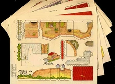 (120611) Cutout paper: Complete series of 12 different cutout paper houses