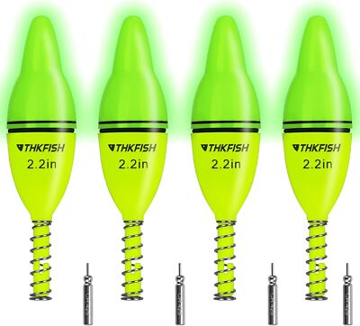 Green Light Led Lighted Fishing Bobbers Fishing Floats For Night 4pcs  Glow