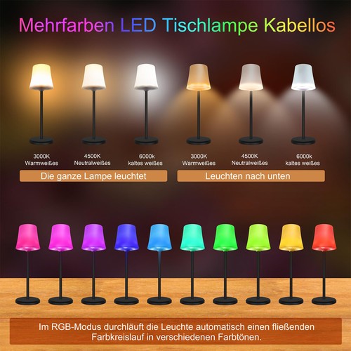 LED Cordless Table Lamp Touch Dimming Bedside Night Light USB Rechargeable Lamp - Picture 9 of 14
