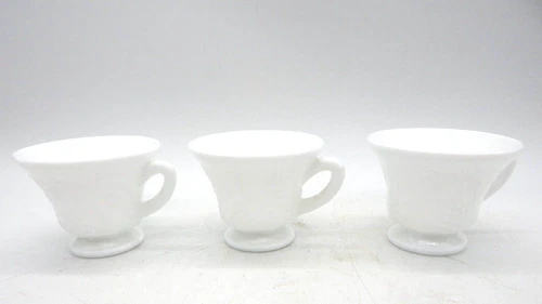 Vintage Set of 3 Indiana Colony Glass Harvest Grape Milk Glass Footed Cups