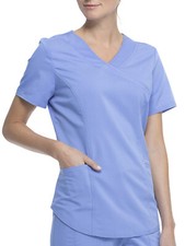 Scrubstar Women's Antimicrobial Premium Ultimate Mock Wrap Scrub Top Ciel Blue M