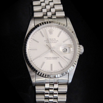 Rolex Datejust Mens Stainless Steel 18K White Gold Quickset Jubilee Silver 16234