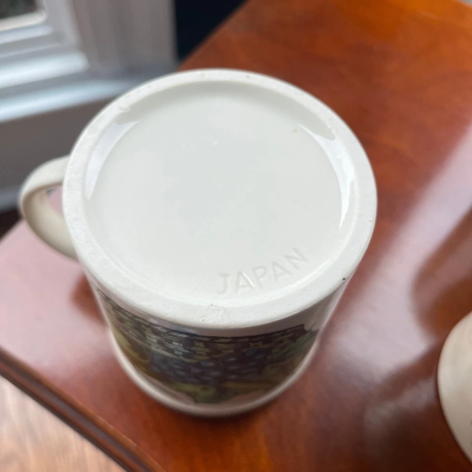 MCM Juego de 7 Tazas Cesta de Frutas Verde Azul Tazas Cafetera Cerámica Japón Años 60 Foto 4 de 4