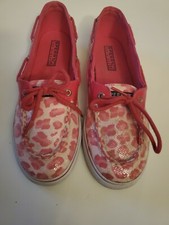 Sperry Top Sider Biscayne 1 Eye Pink Cheetah w/ Sequins Boat Shoes Girls sz 5