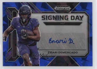 2023 Panini Prizm Draft Picks Blue Ice 62/75 Emari Demercado Rookie Auto RC 1i1l