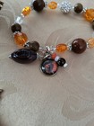 2 Charm Bracelets, Christmas And Football, Red Green, Orange Brown, Silvertone — photo 3