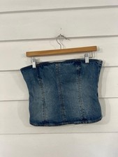 NEW ZARA WOMAN MEDIUM BLUE ZW DENIM BUSTIER REF:2553/056 SIZE S Y1061B