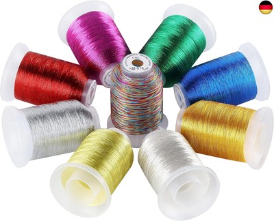 New brothread 9 Grund Farben Metallic Maschinen Stickgarn 500M für Computerized 