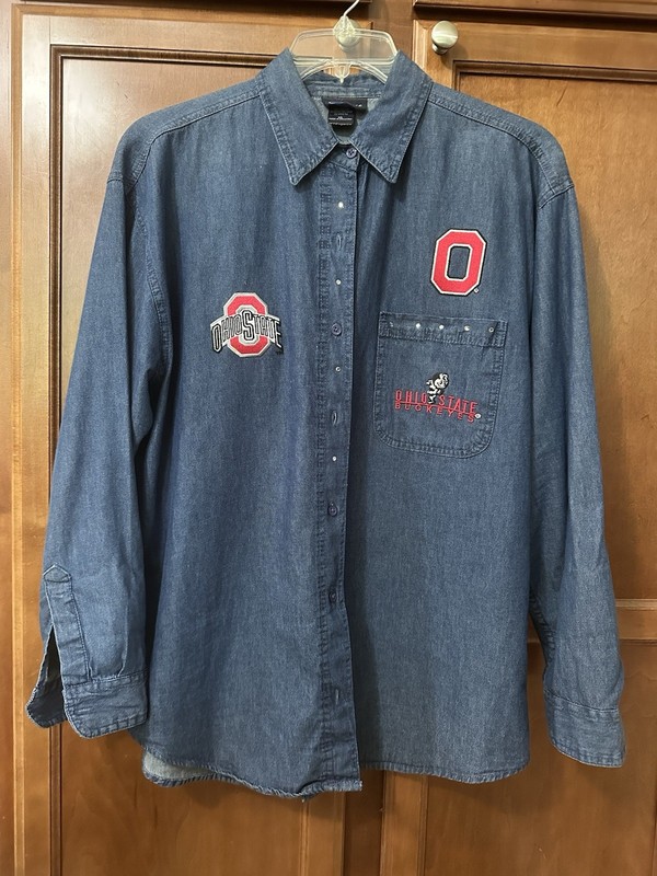 Women's XL Denim Ohio State Blouse Shirt