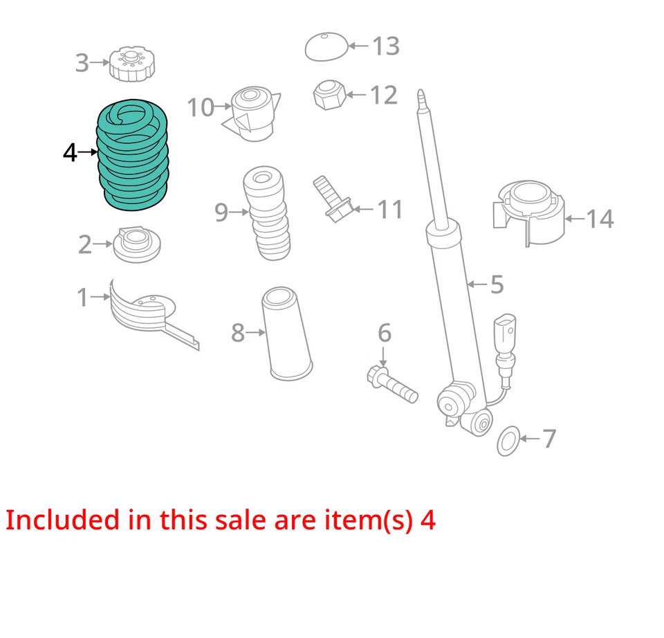 2009-2016 Audi A4 Quattro Passenger Rear Coil Spring - Oem U0AXS - Image 2 of 3