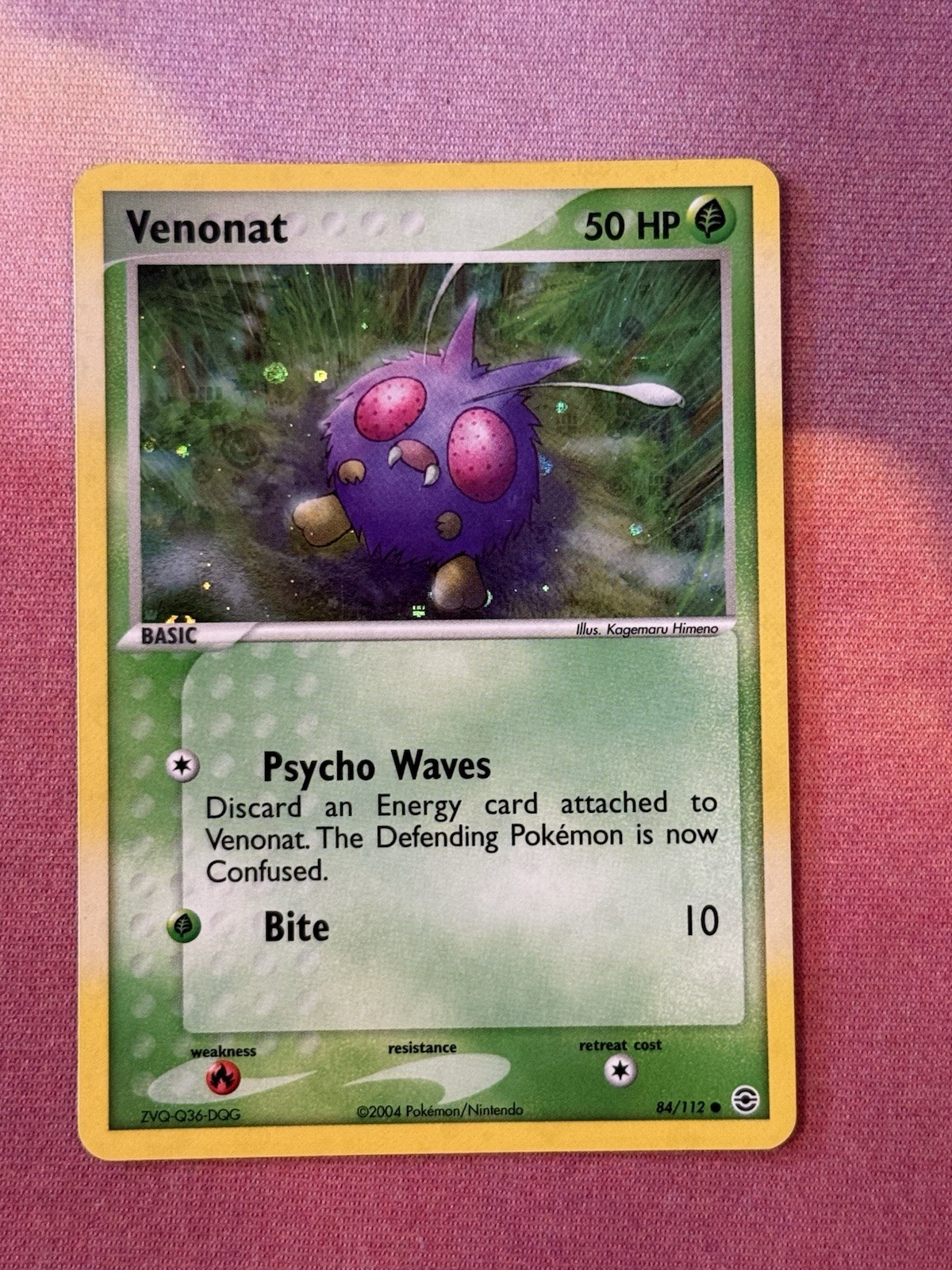 Venonat 84/112 FireRed & LeafGreen Reverse Holo Common Pokemon Card NM