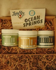 Unscented Tallow Skincare Trio - Whipped, Body Butter & Balm Bundle