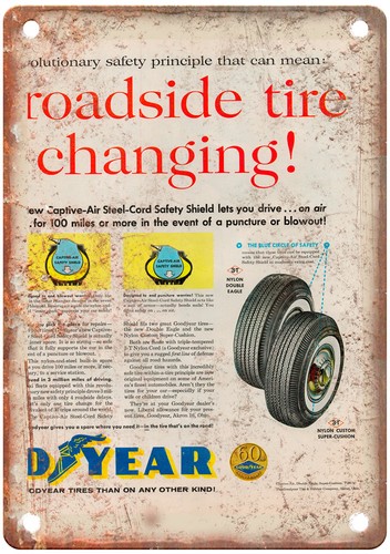 1958 Vintage Goodyear Auto Ad Retro Look Reproduction Metal Sign A13640 - Picture 1 of 2