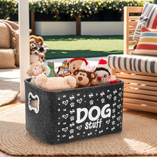 3 Pack Dog Toy Bin Basket, Large Pet Puppy Storage Bin Box with Handles, Coll...