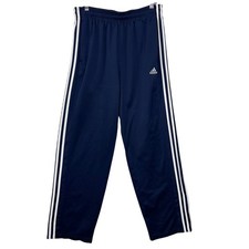 Adidas Womens Size L Track Pants Navy Blue 3-Stripe Classic Retro Straight Leg