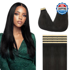 Lashey Tape in Hair Extensions Human Hair Black 12-24" Real Straight 50g