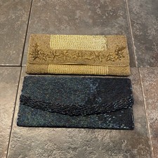 Vintage Beaded Clutch Purse Lot Of 2 Made in Hong Kong Evening Bag