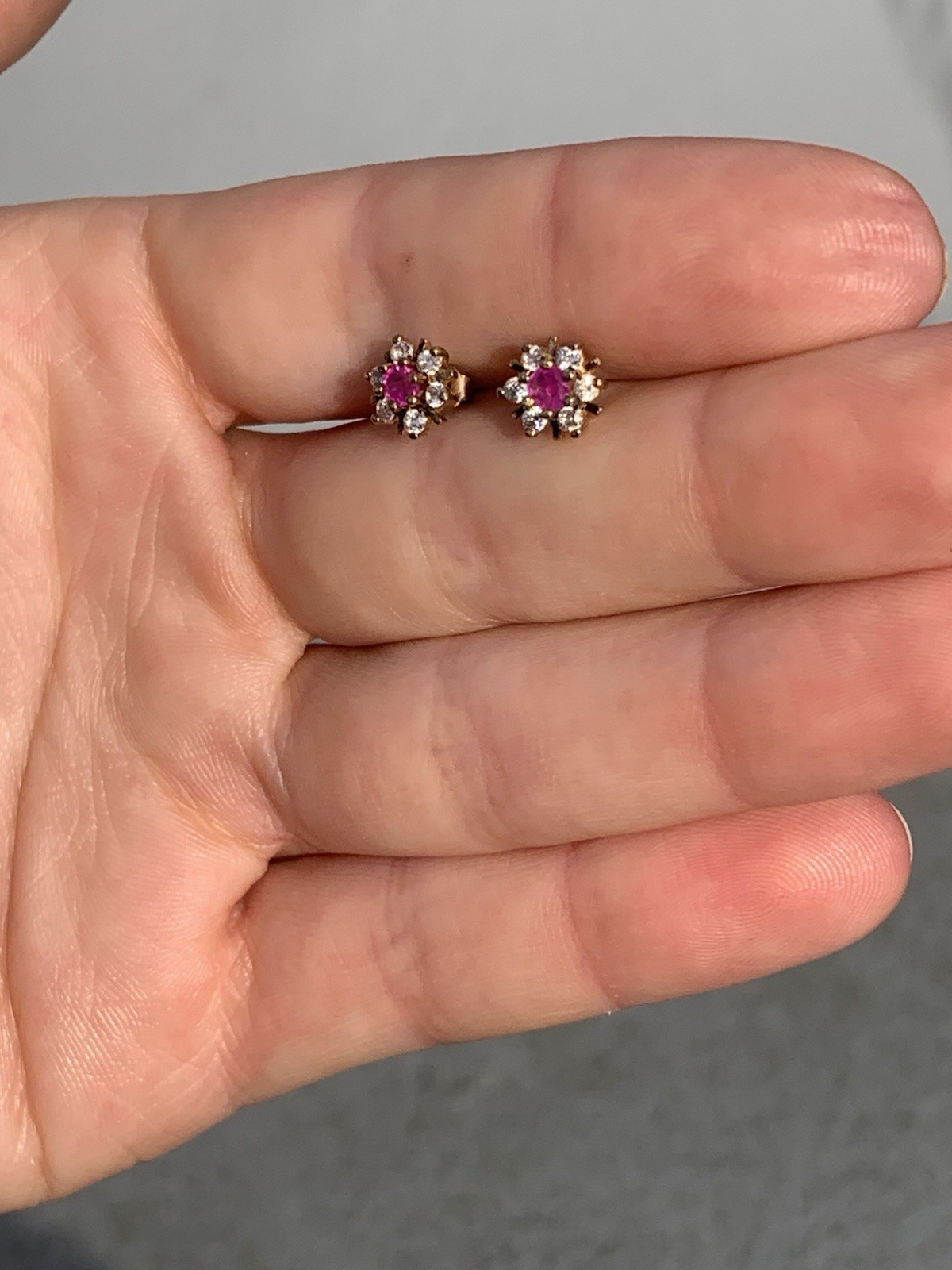 9CT gold ruby cluster earrings￼ - image 4