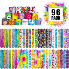 96 Pcs Slap Bracelets Wristbands Snap Bracelets for Kids Party Favors