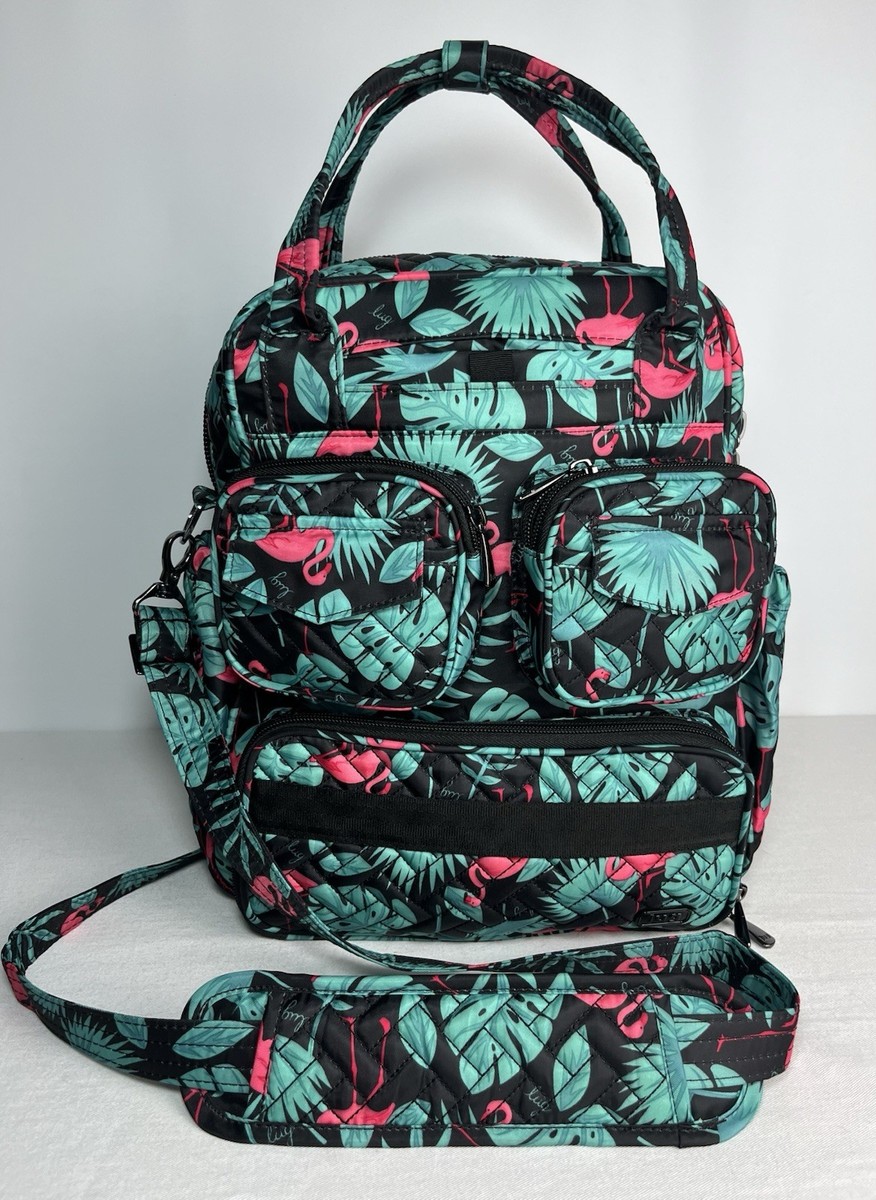 LUG Mini Puddle Jumper Tote/ Shoulder Bag Quilted Flamingos  display picture 1