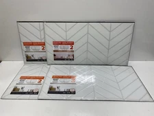 (4) Smart Tiles Blok Chevron 22.56"x11.58" Peel & Stick Wallpaper Modern White