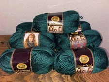 Lot Of 7 Lion Brand Yarns Heartland Teal Cuyahoga Valley Yarn NEW Acrylic 5 Oz