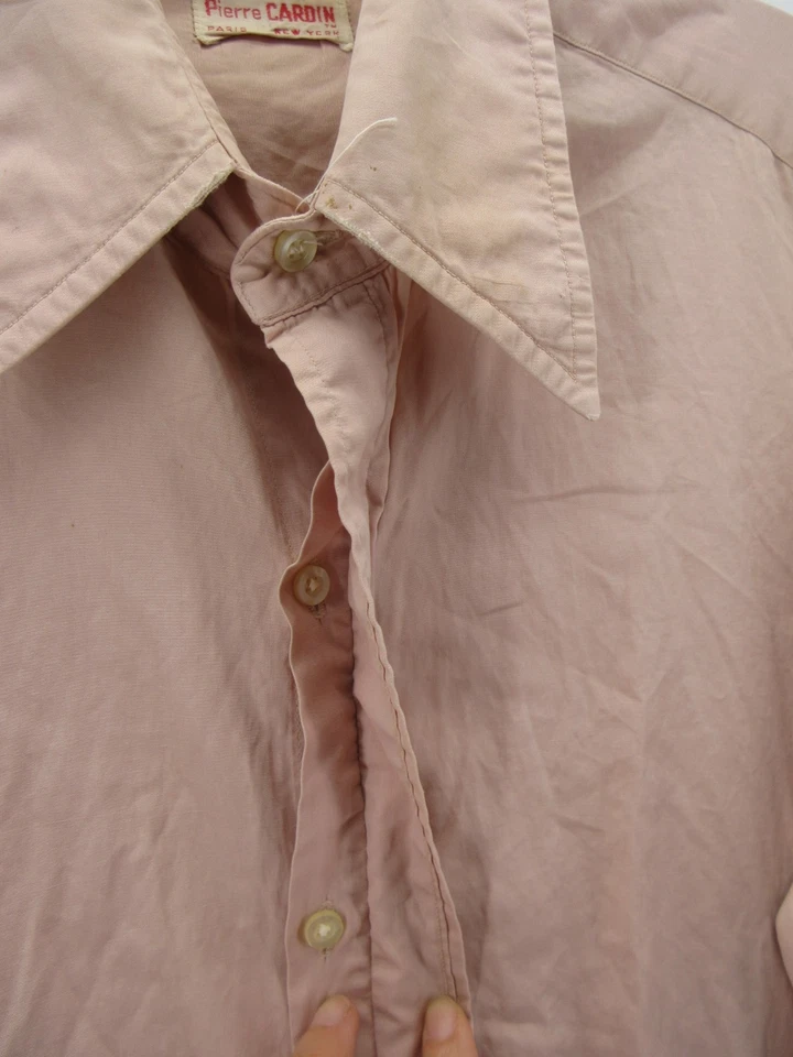 VINTAGE Pierre Cardin Shirt Men 15 Pink 50s 60s Peach Button Up Dress Shirt * - Image 4 of 4