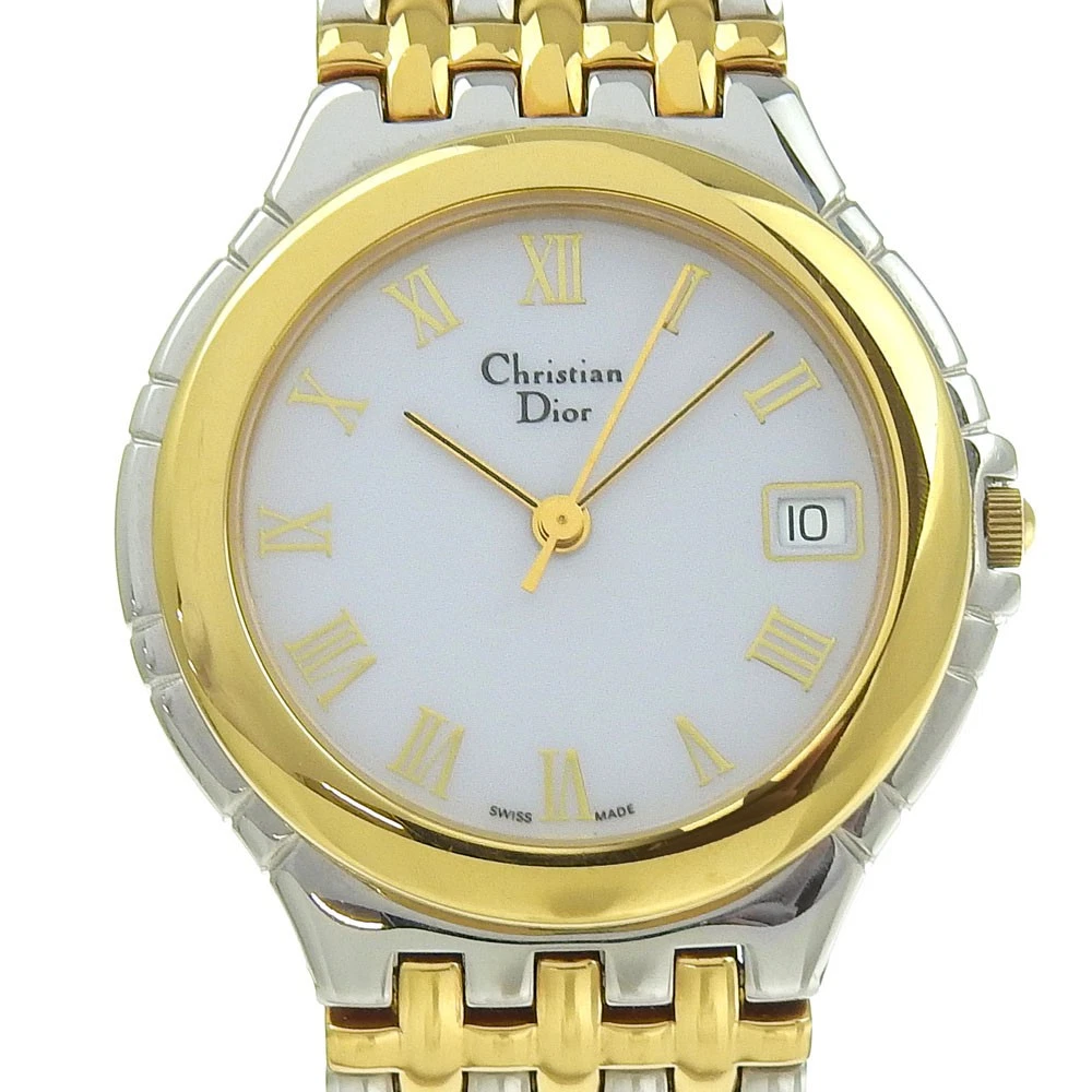 Montre Dior Christian Grade B Occasion Bracelet Métal Fin et Cuir, Micro Rayures