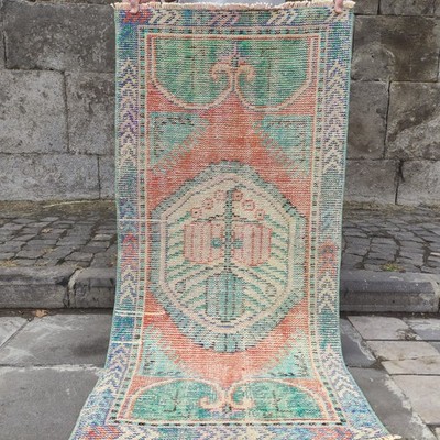 2x5 Turkish kitchen rug 2.4 x 4.82 ft Vintage Handmade rug 73 x 147 cm runner