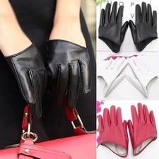 Fashion Women Tight Full Finger Gloves PU Leather Half Palm Short Mittens