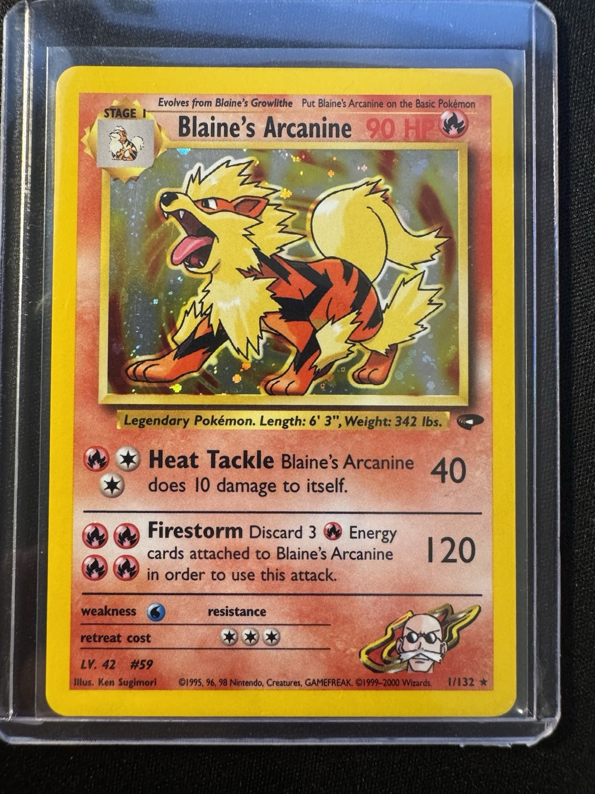 Blaine’s Arcanine Holo 1/132 Gym Challenge WotC Vintage Pokémon Card NM