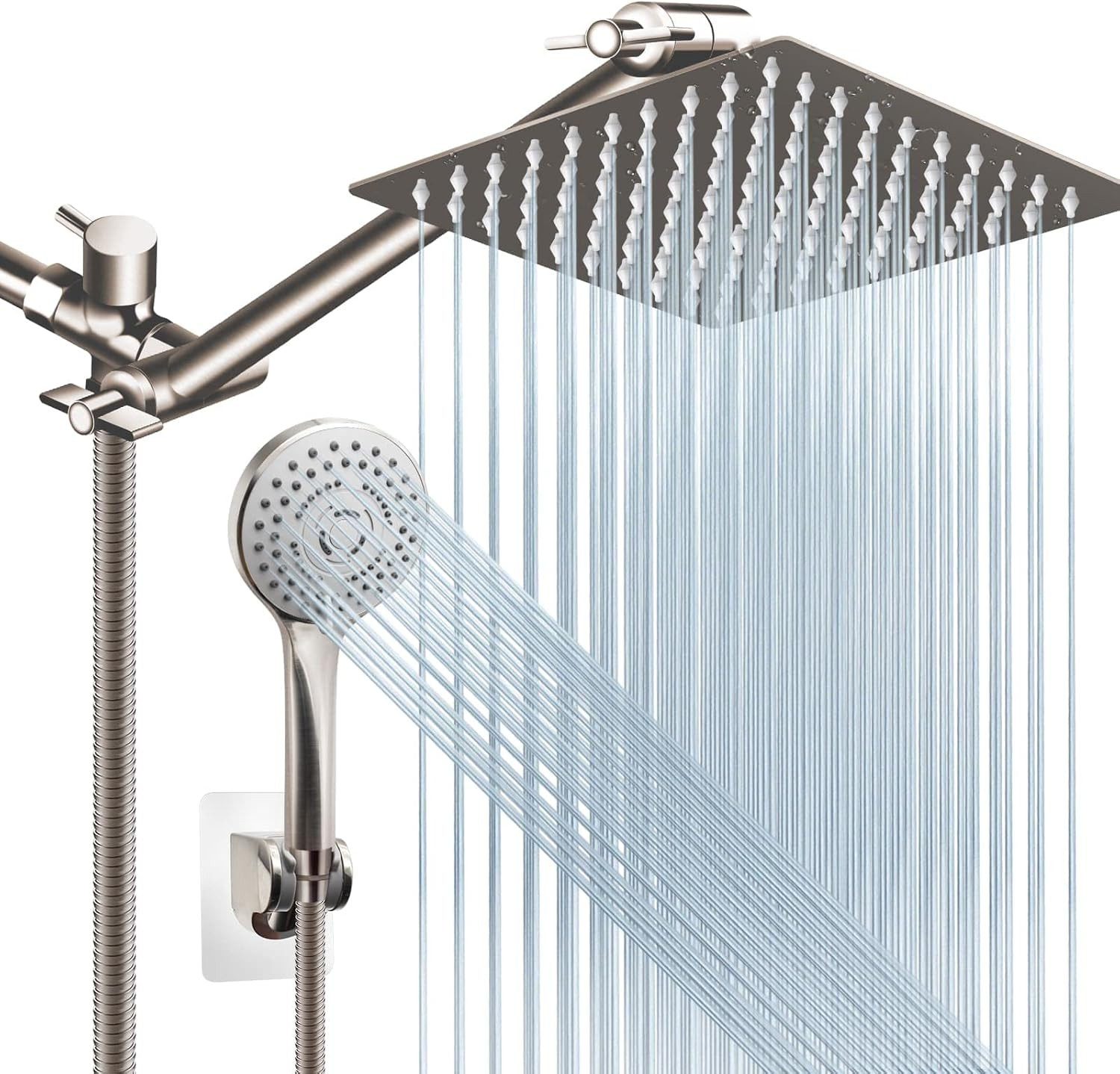 Shower Head Combo(Brushed Nickel),8 Inch High Pressure Rain 