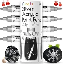 4 Acrylic Metallic Silver Paint Pens