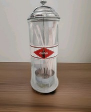 Vintage Coca-Cola Diner-Style Glass Bar Straw Dispenser Holder Made in USA