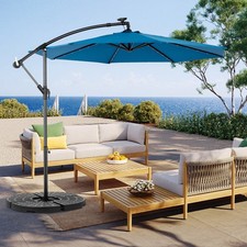 10ft Solar LED Offset Hanging Market Cantilever Patio Umbrella Outdoor No Base 