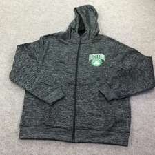 Boston Celtics Hoodie Mens Large Gray Black NBA Basketball Full Zip Sweatshirt