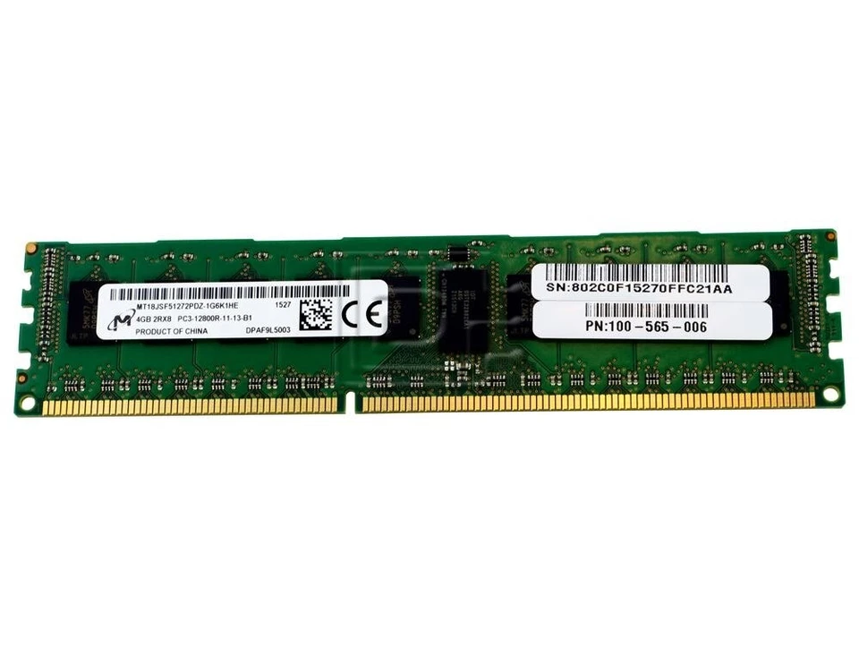 Micron MT18JSF51272PDZ-1G6 4GB DDR3 PC3-12800R 1600MHz Registered ECC RAM RDIMM - Image 2 of 3