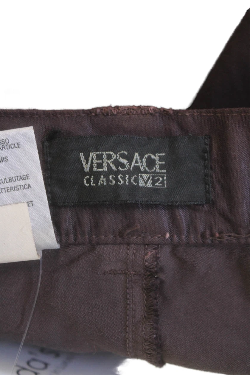Pantalone elegante uomo Versace Classic V2 cotone plissettato gamba dritta bordeaux taglia 42