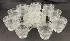 Vintage Set of 12 Coffee Tea Punch Cups & 6 Saucers Anchor Hocking Wexford Glass