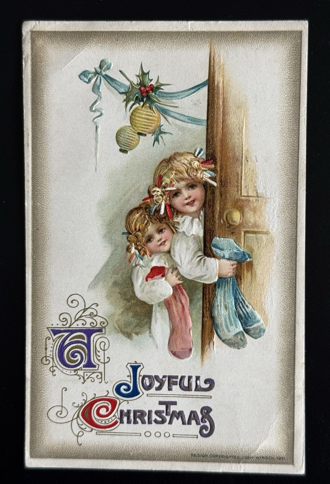 WINSCH SCHMUCKER Cute Kids Chinese Lanterns Antique Postcard