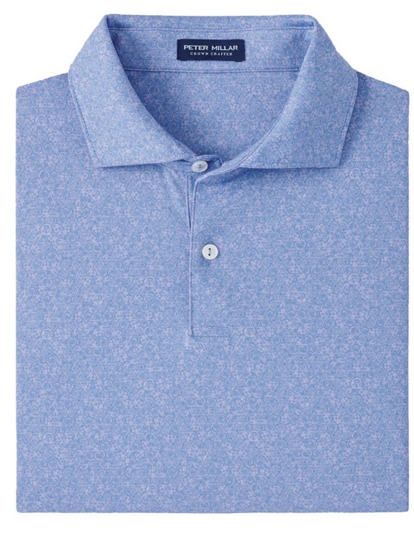 NWT Peter Millar Men's Vintage Indigo Watch Movements Performance Jersey Polo XL